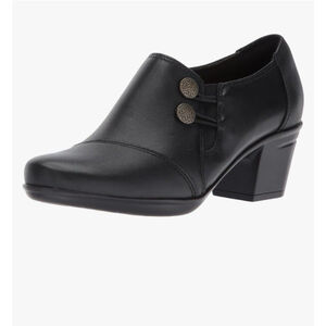 Clarks Emslie Warren Shoes Women Black‎ Sz 8.5 Ankle Bootie Comfort Leather EUC